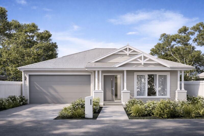 Coastal Hamptons facade with white timber gables